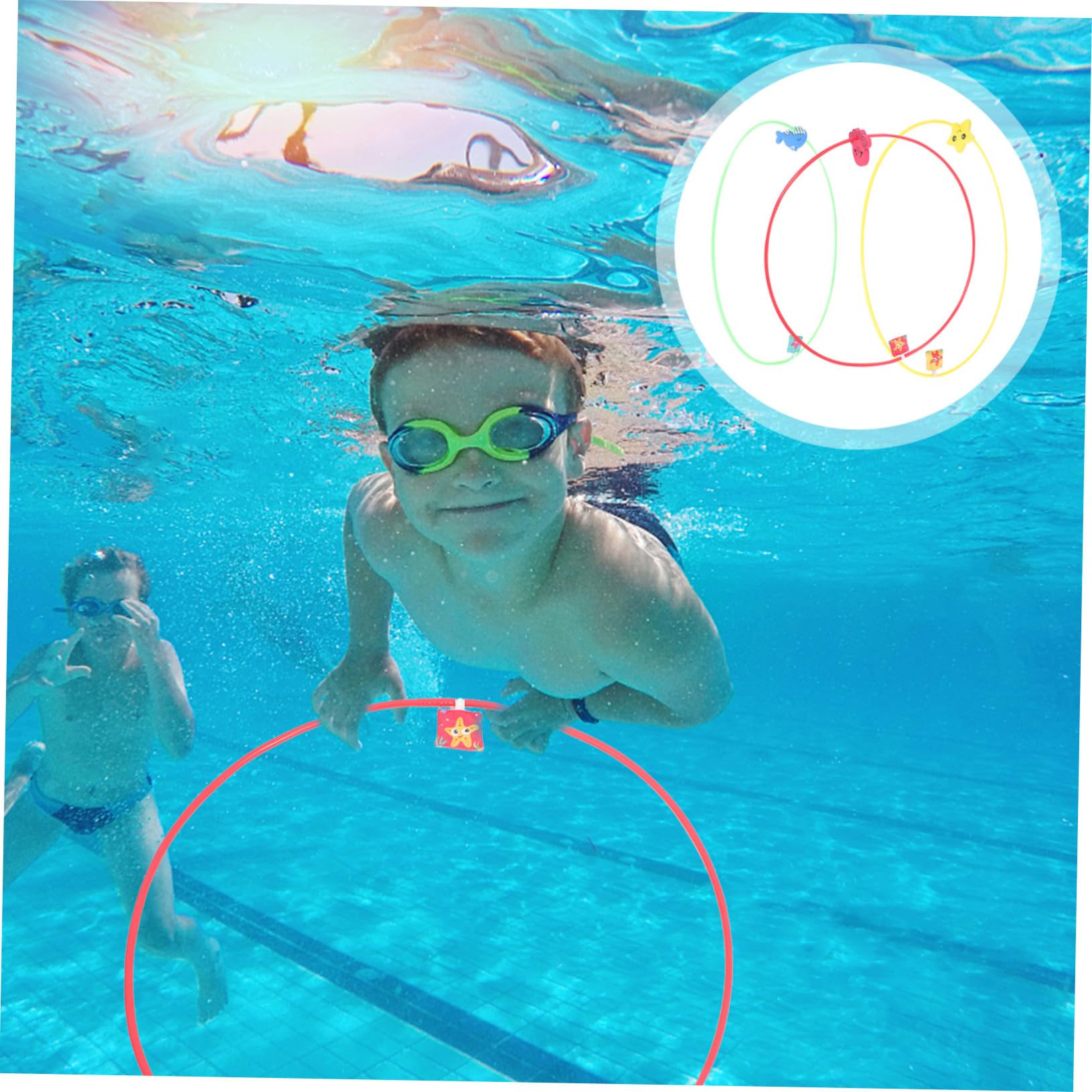 NOLITOY Anneaux de Plongée et Stimulation Tactile pour Piscine en Abs et Nylon Lot de 3 Jouets Sûrs et Résistants pour Garçon et Filles, pour Jeux de Plongée