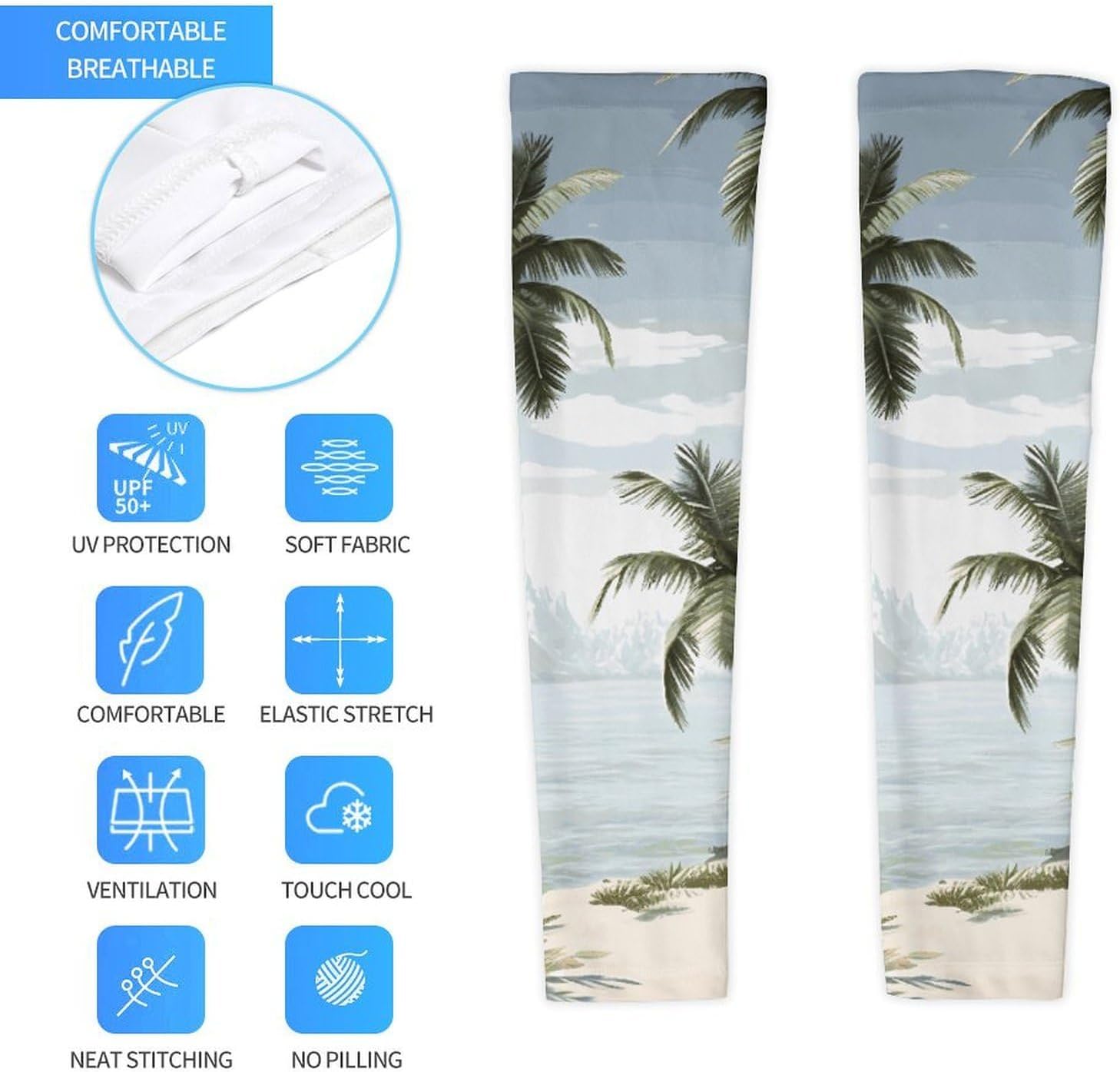 Tropical Palm Trees Arm Sleeves for Men Women Sun Protection Sleeves Cooling Compression Arm Covers for Sport