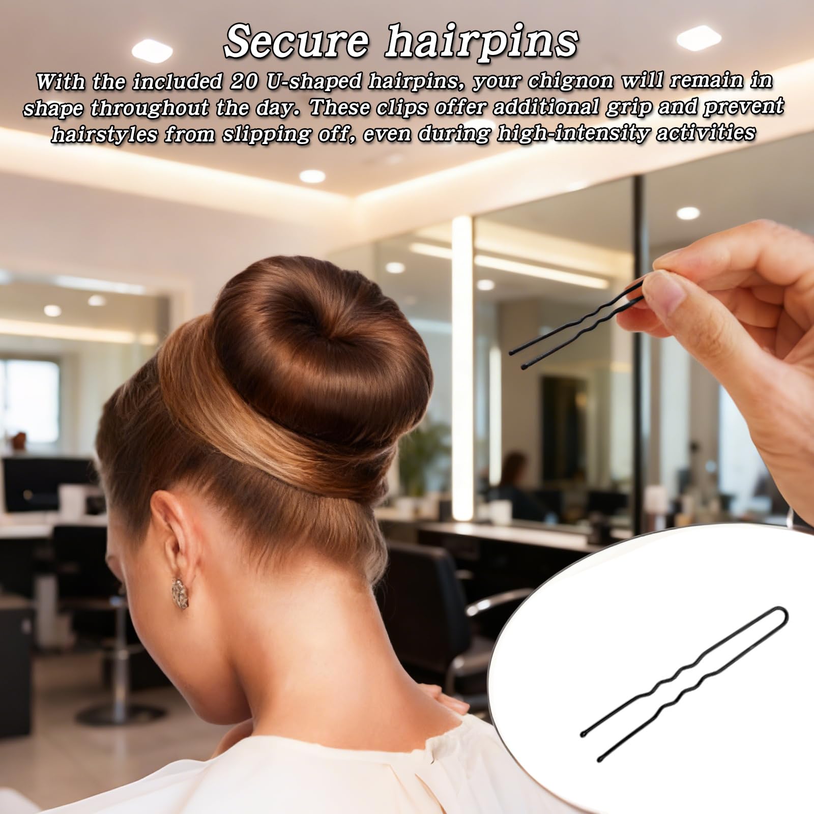 Ciambelle per Chignon 6Pz, Magic Hair Bun Maker per Acconciature, 20 Clip a Forma di U, Chignon Facile per Bambine e Donne, Adatto per Ogni Stile di Capelli, Alta Qualità e Facile da Usare