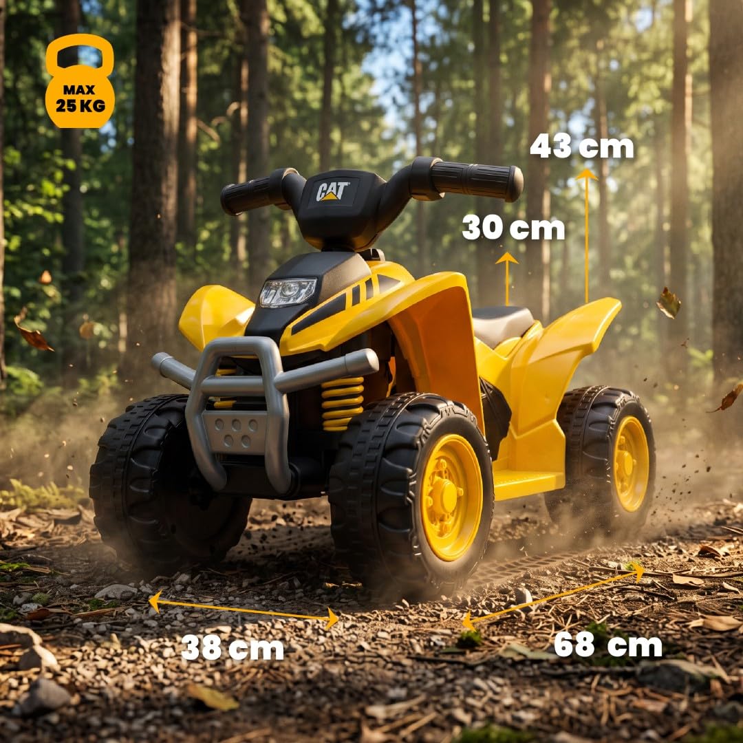 Kinder Elektro Quad mit Akku, Elektroauto für Kinder 18 bis 36 Monate, Geländeräder, elektrischer Antrieb, konturierter Sitz (Gelb)