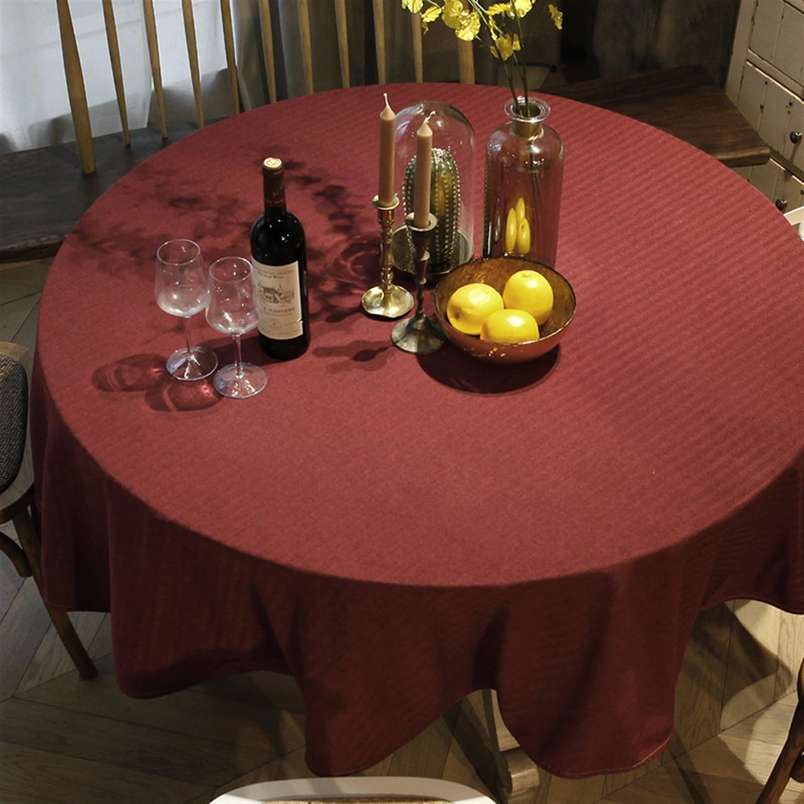 Nappe ronde coton et lin 160cm motif J style moderne