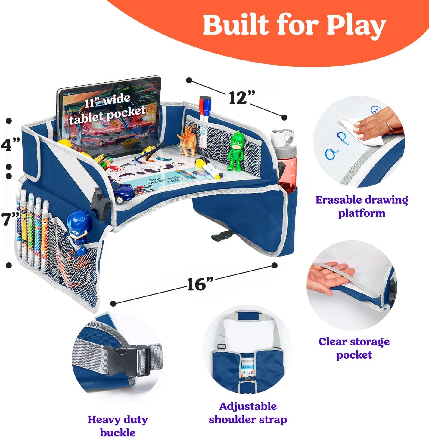 PILLANI Baby Boys Bundle: Kids Travel Tray & Shopping Cart Cover