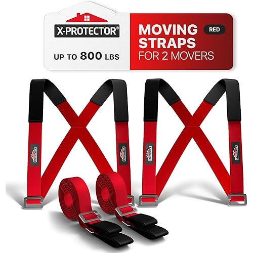 X-Protector Moving Straps - 2 Pairs - Lifting Straps for 2 Movers - Furniture Moving Straps to Move Furniture Easily and Safely - Perfect for Lifting and Moving Equipment, Appliances, Heavy Objects!