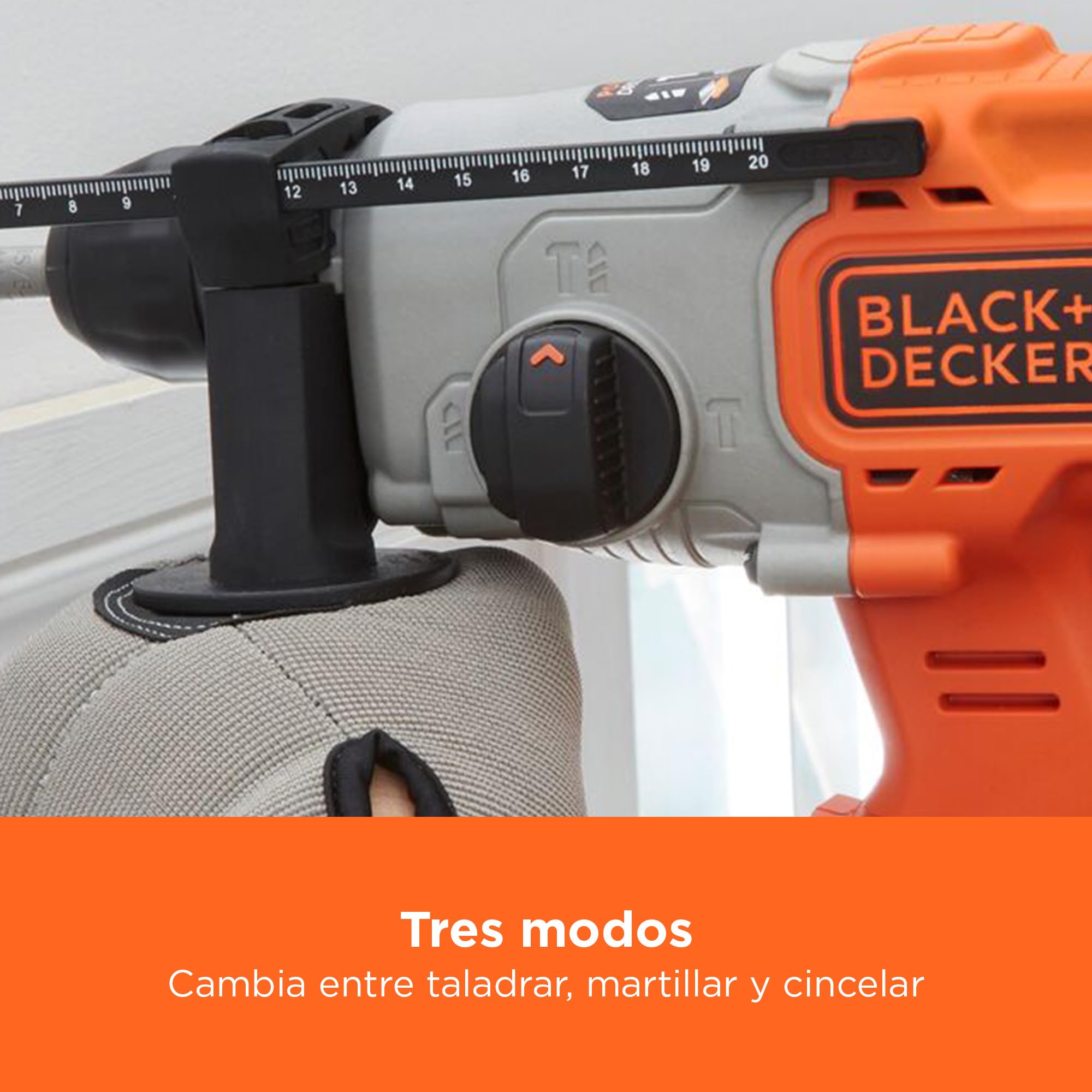 BLACK+DECKER Taladro percutor SDS-Plus a batería de 18V, energía de impacto de 1,2J, 3 modos, incluye broca para hormigón de 6mm y caja del kit, BCD900B-XJ