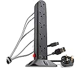 Duronic Surge Protected Extension Lead with USB ST10B Tower Extension Leads 10 Way Multi Plug Power Adapter for UK Plugs Long Black Extension Cords Power Strip Multiplug Socket for Home Office Kitchen