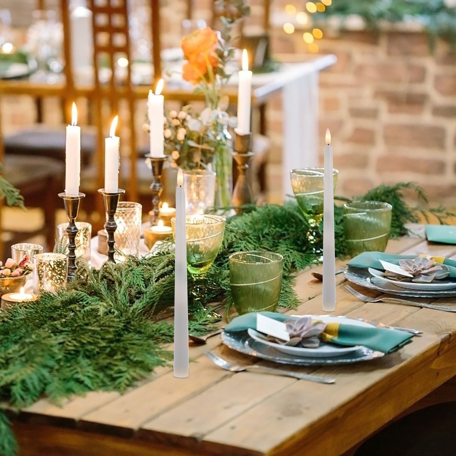 Hohopeti Set 6 Candele Coniche senza Fiamma a Batteria con Telecomando 10 Tasti, Luci LED Calde per Decorazioni Natalizie, Matrimoni e Ambienti Interni, Alternative Sicure alle Candele