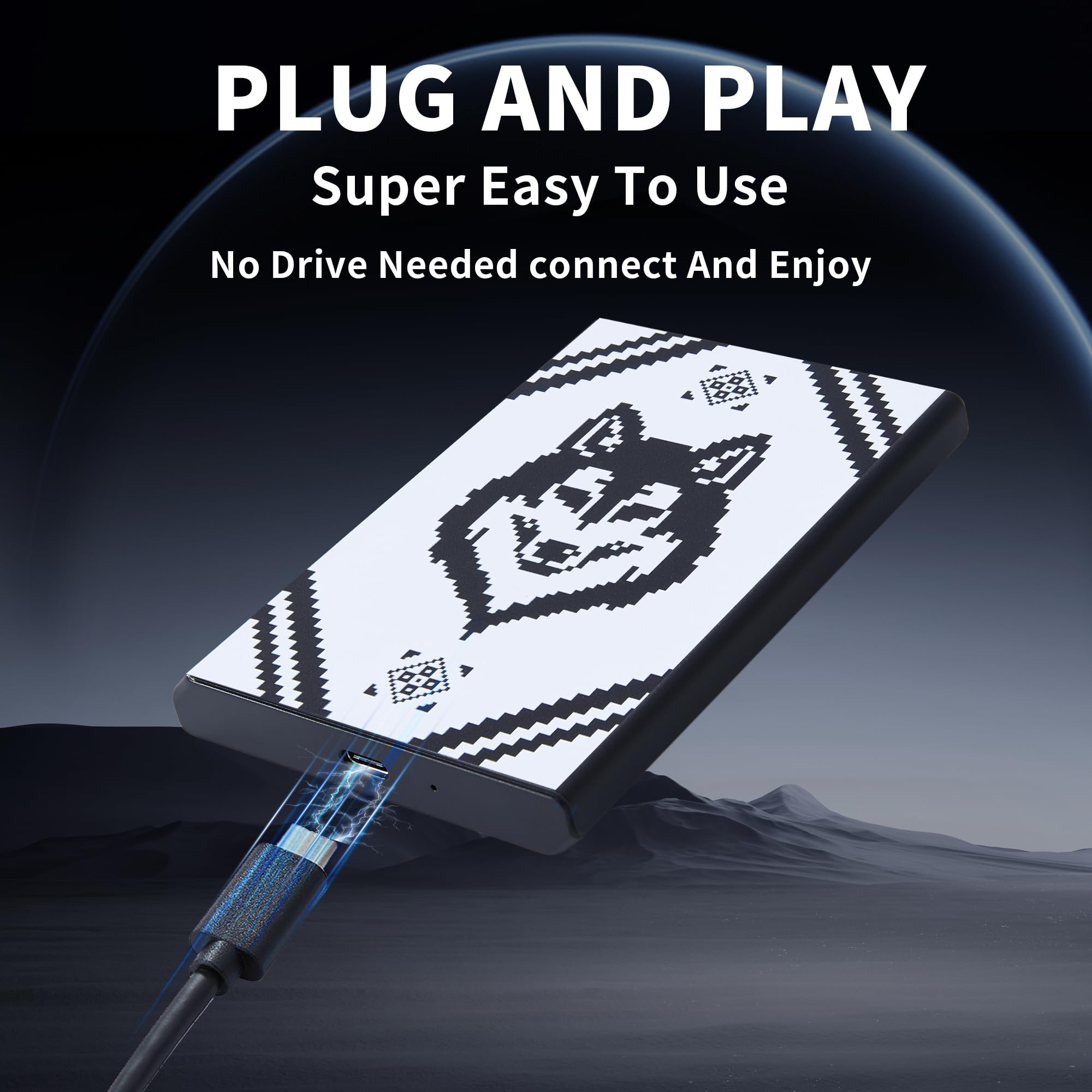 Plicnla Portable External Hard Drive 500GB，USB 3.0 USB-C Storage Expansion for PC, Mac, Desktop, Laptop, PS4, Xbox One X/S, Xbox 360 (Wolf) - 3