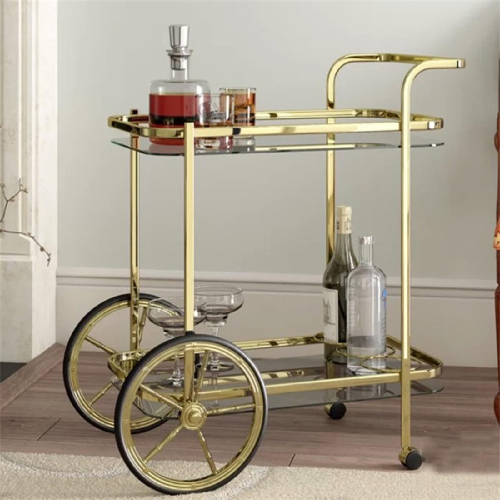 Nordic den Trolley - Carrello per vino e tè, carrello da pranzo in ferro battuto per casa e ristoranti, tavolo da esposizione per torte Ele, Slish e versatile