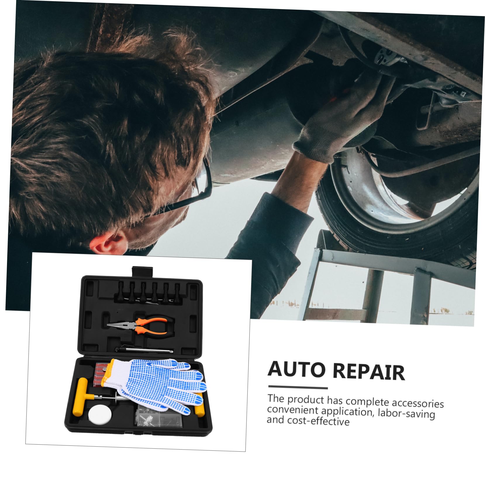 MAGICLULU Kit de Reparación de Neumáticos para Coche y Motocicleta, 100 Piezas, Acero y Goma, Portátil para Reparación Rápida Lugar | Herramientas de Acero, Goma, Aleación de Aluminio y Plástico, Uso en Coche, Reparación Rápida
