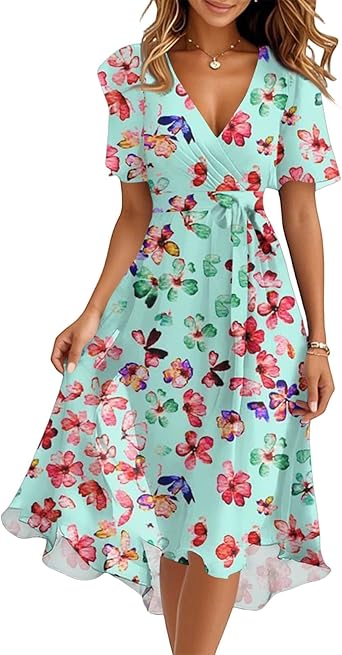 Spring Summer Chiffon Midi Dresses for Women 2025 Elegant Classy Wedding Guest Floral Formal Cocktail Prom Dress