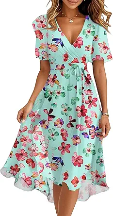 Spring Summer Chiffon Midi Dresses for Women 2025 Elegant Classy Wedding Guest Floral Formal Cocktail Prom Dress
