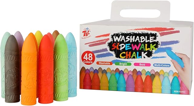 TBC Jumbo Pavement Chalks for Toddlers 48pcs Washable Outdoor Chunky Chalk for Kids Sidewalk Children Giant Chalk Set Non-Toxic for Street Yard Blackboard Chalkboard Playground Games Drawing Painting
