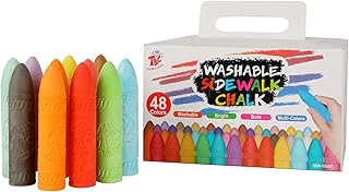 TBC The Best Crafts Sidewalk Chalk Set, 48 Pcs Artist Chalks, Bright Colors, Washable, Non-Toxic Chalk For Kids, Ideal Outdoor Jumbo Chalks For Pavement, Garden, Playground, School