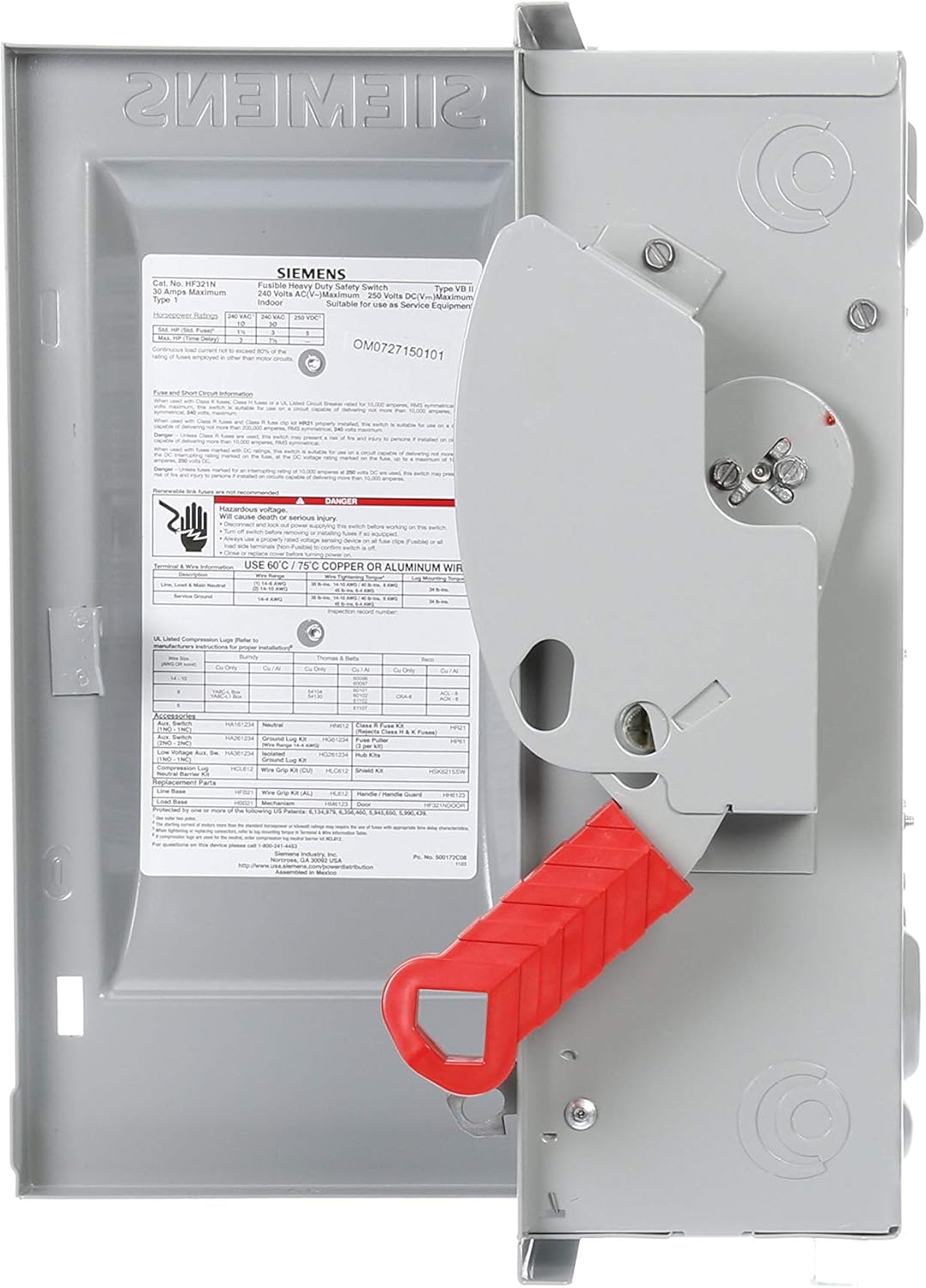 Siemens HF321N 30-Amp 3 Pole 240-volt 4 Wire Fused Heavy Duty Safety Switches, COLOR - - 