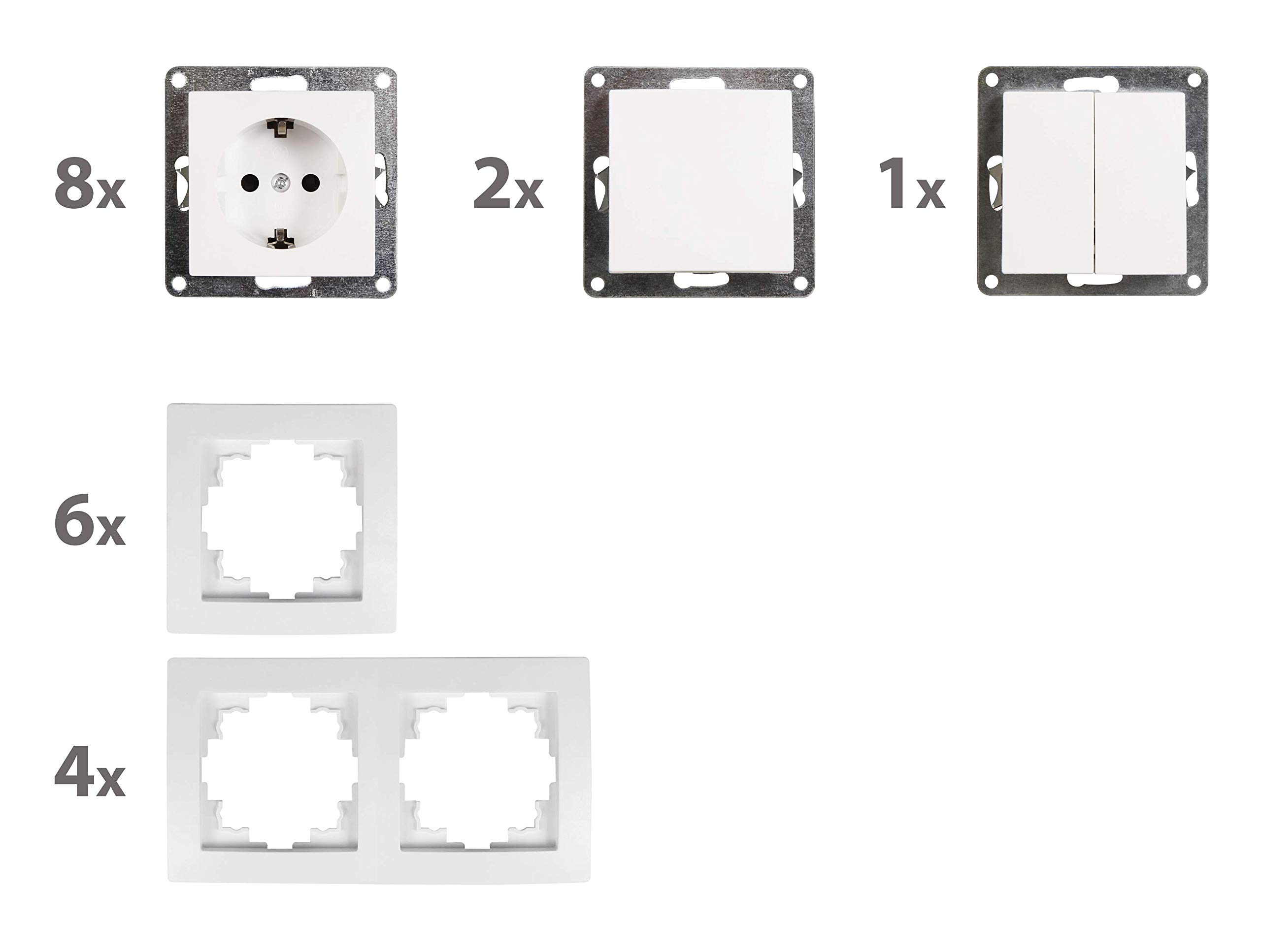 McPower Flair Standard plus zestaw przełączników i gniazd wtykowych, 21-częściowy, biały