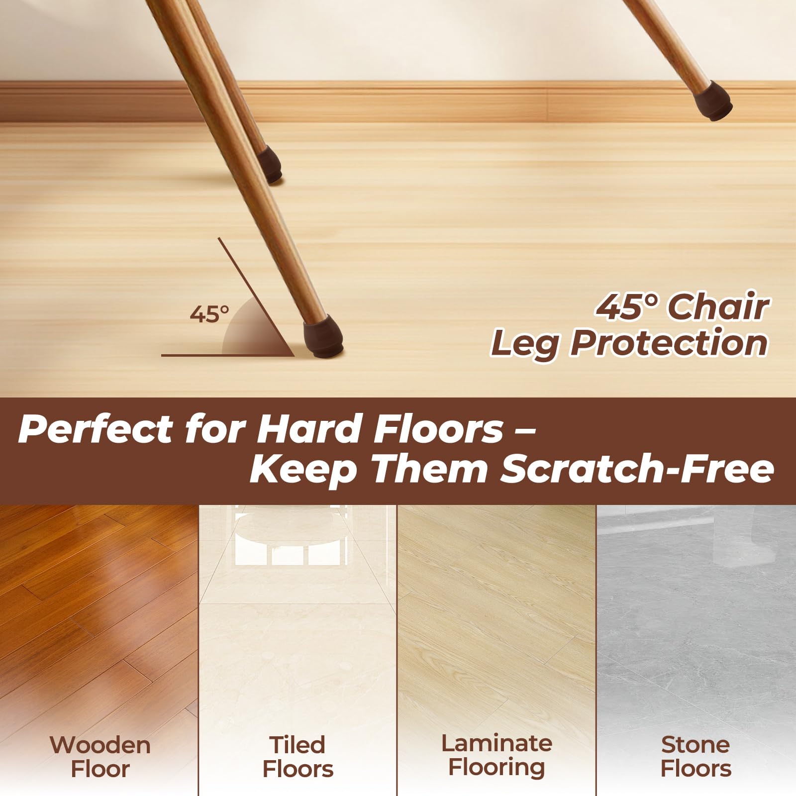 24 Pcs Chair Leg Floor Protectors, Small Round (Fit Diameter: 15-20mm), Extra Thick Felt Pads with Reinforced Base, Anti-Slip - Image 3