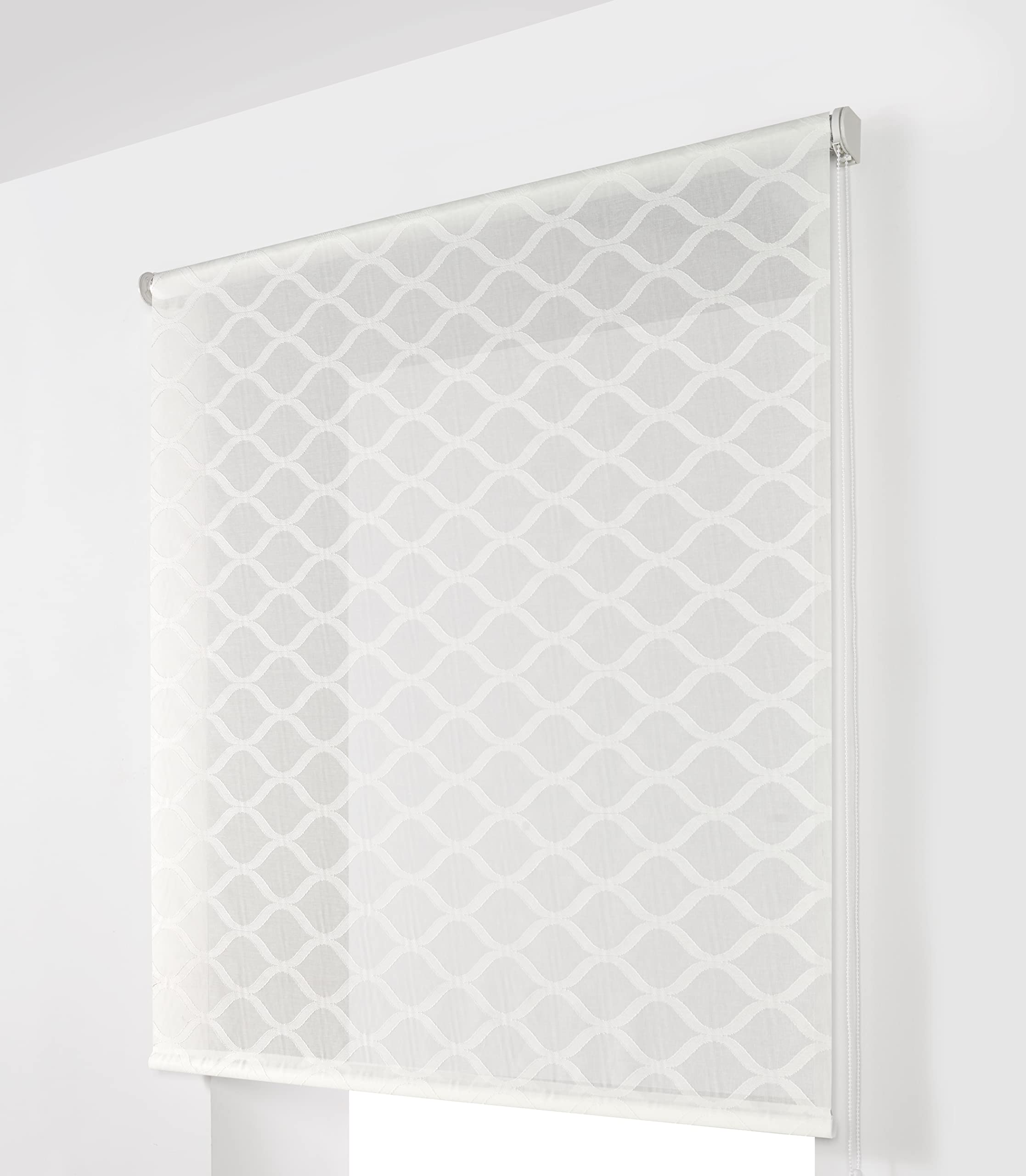 Estoralis Davos | Estor Enrollable Diseño Moderno | Visillo Translúcido | Color Blanco | 170 x 180 cm (Ancho/Alto) Tamaño Tela 167 x 175 cm | Estores para Ventanas y Puertas