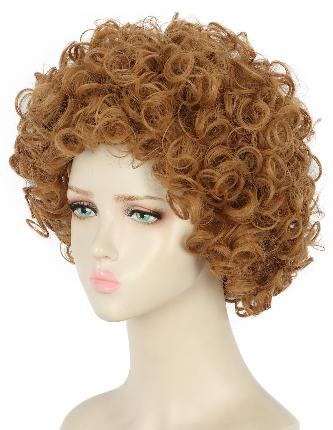 Yuehong Women Short Curly Light Brown Wig Anime Cosplay Costume Hair Heat Resistant Synthetic Fibers Soft Durable Breathable Wig - Image 2