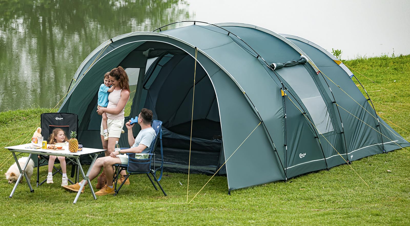 Image secondaire de Tente Tunnel Étanche Portal pour 6 Personnes avec Auvent et Cabines