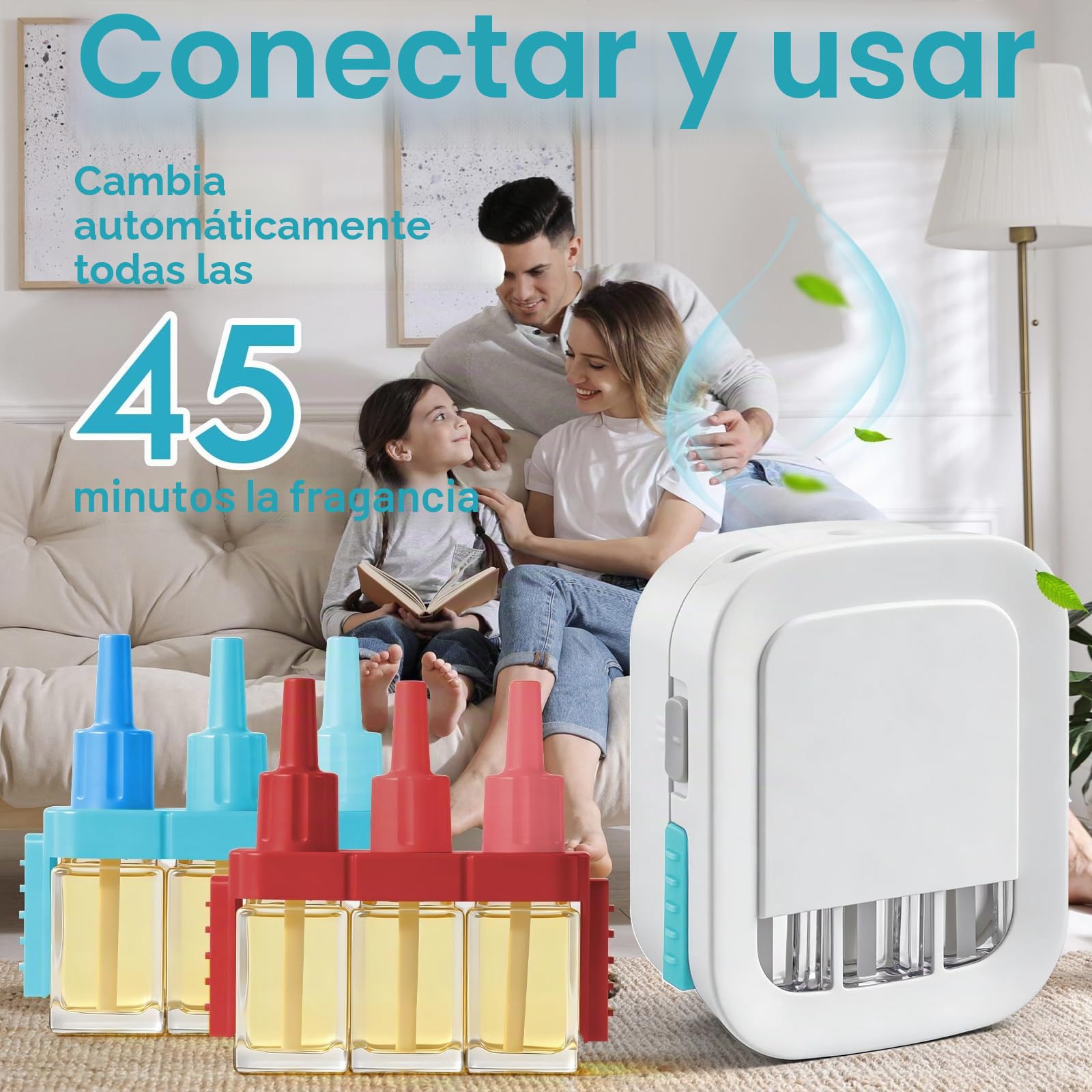 Ambientador Casa Recarga, 8 recambios Aroma Primavera 160 ml, 3 Fragancias Que Se Alternan, para Aire Ambipur 3VOLUTION - Lino, Algodón, Océano, Frambuesa, Jazmín, Frutos Rojos