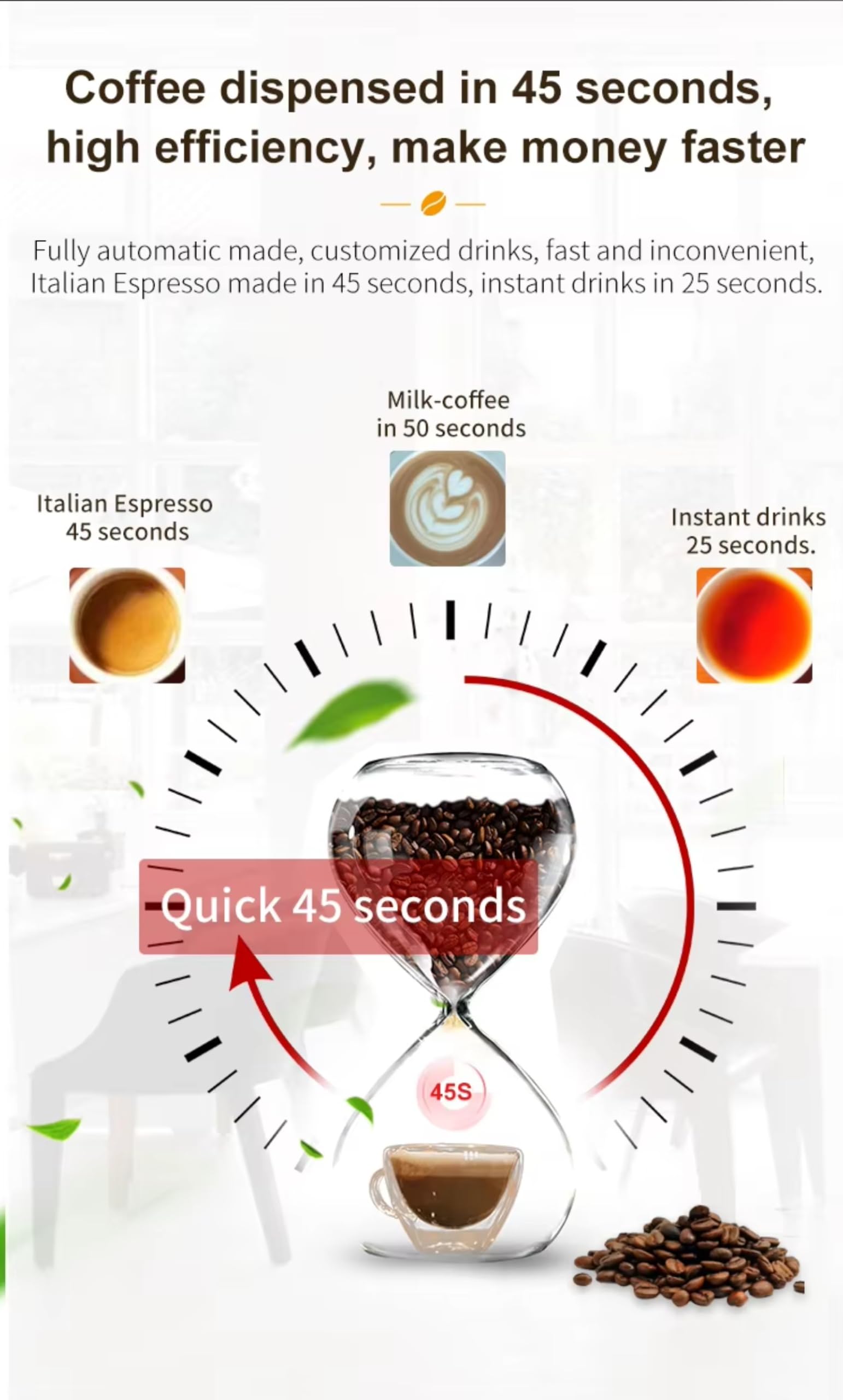 Automat do kawy mielonej z automatycznym dozownikiem filiżanek, bezzałogowy kiosk do espresso z samodzielnymi zbiornikami na wodę, wielosmakowe pojemniki na proszek do stacji benzynowej, kina i