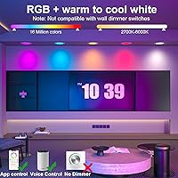 Vista 2 de Iluminación empotrable inteligente, 5/6 pulgadas, compatible con Alexa, Downlight LED inteligente, 13 W 1050 LM, luces LED inteligentes multicolor