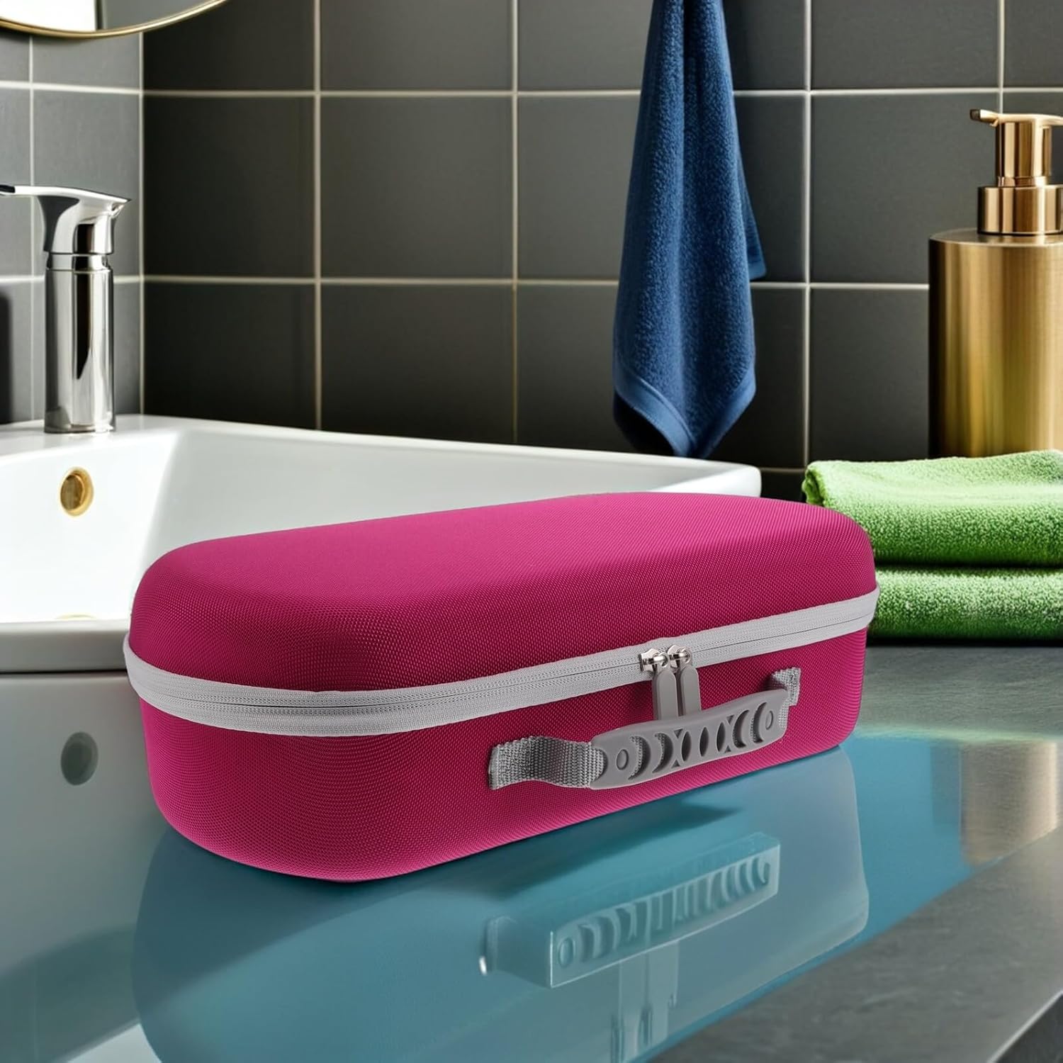 Portable Hair Dryer Storage Bag with Protective Pouch for Hd17, Travel Hair Tool Organizer Case Compatible with Supersonic Blow Dryer, Pink
