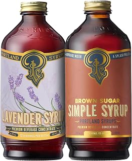 Portland Syrups Brown Sugar & Lavender Syrup Set - Premium Beverage Mixers for Cocktails, Coffee, Mocktails, Baking & More - 12 oz Bottles, 24 Servings Each, Pack of 2