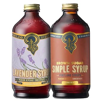 Portland Syrups Brown Sugar & Lavender Syrup Set - Premium Beverage Mixers for Cocktails, Coffee, Mocktails, Baking & More - 12 oz Bottles, 24 Servings Each, Pack of 2