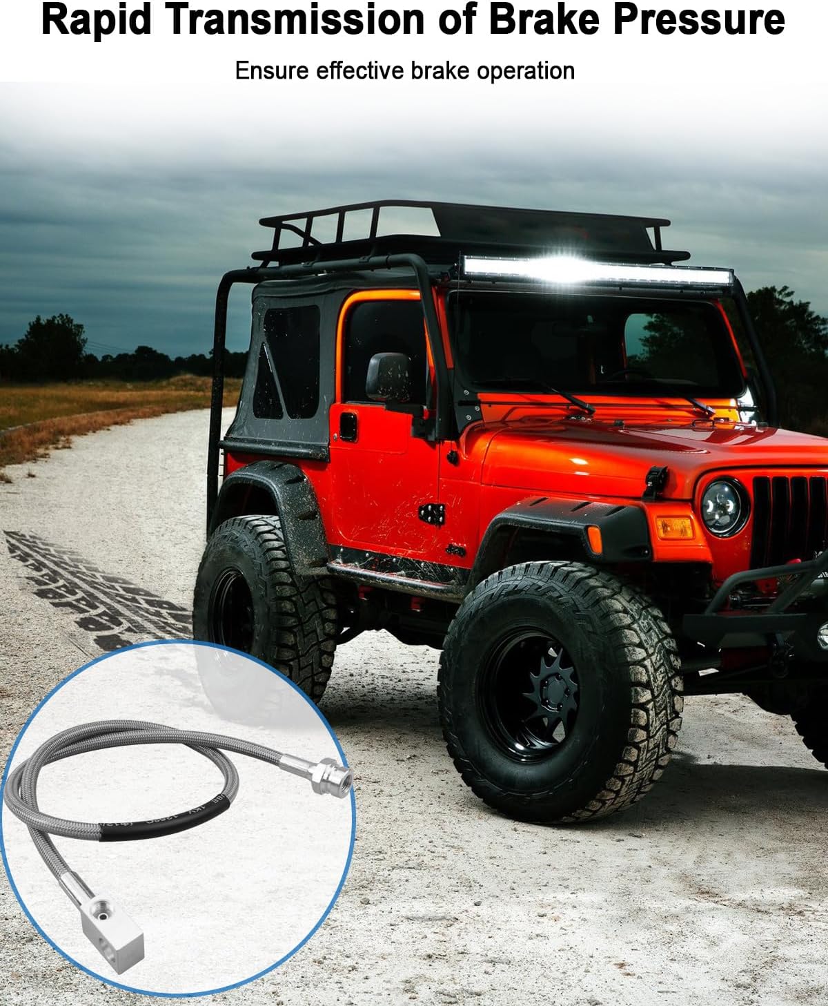 25'' Rear Extended Brake Line Fit for Jeep Cherokee XJ 2WD 4WD 1984-2001 Wrangler YJ 4WD 1987-1995 TJ 4WD 1997-2006, Fit for 4-6'' Suspension Lift Replace 89703, Stainless