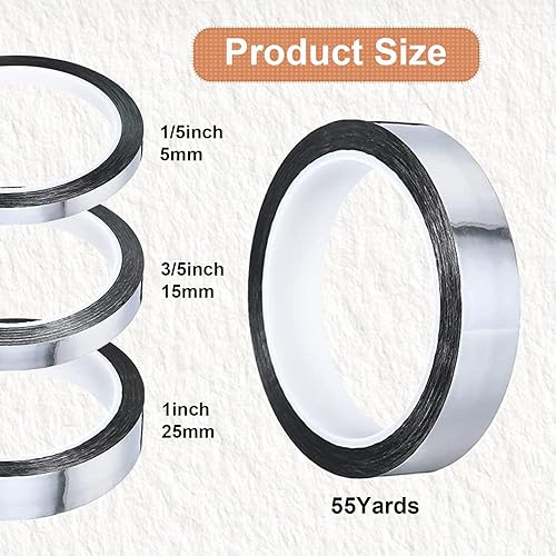 Miniatura 2 de 3 rollos de cinta, cinta adhesiva de película de poliéster metalizado, cinta Washi para embalaje de regalo, detallando paredes de acento, artes