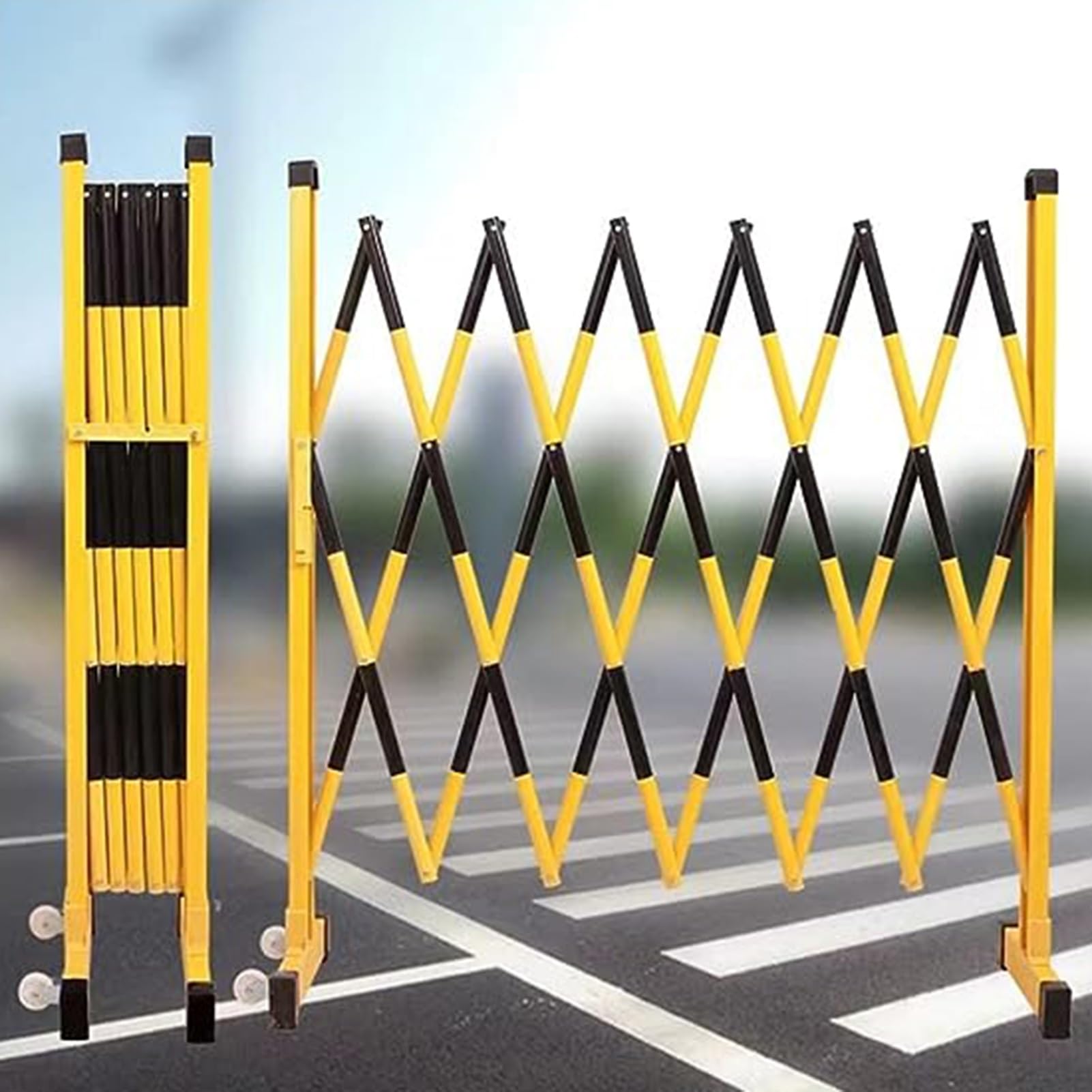 Puerta de barrera expandible para control de multitudes, valla de tráfico industrial portátil, sistema de control de acceso de vehículos, solución de seguridad para eventos y gestión de tráfico