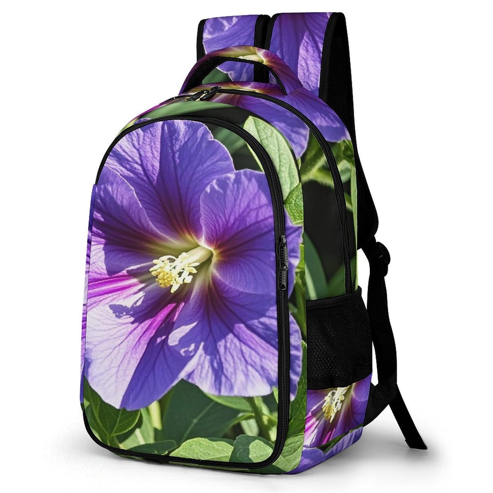 Mochila de viaje floral morada para ordenador portátil y equipaje diario ligero 8