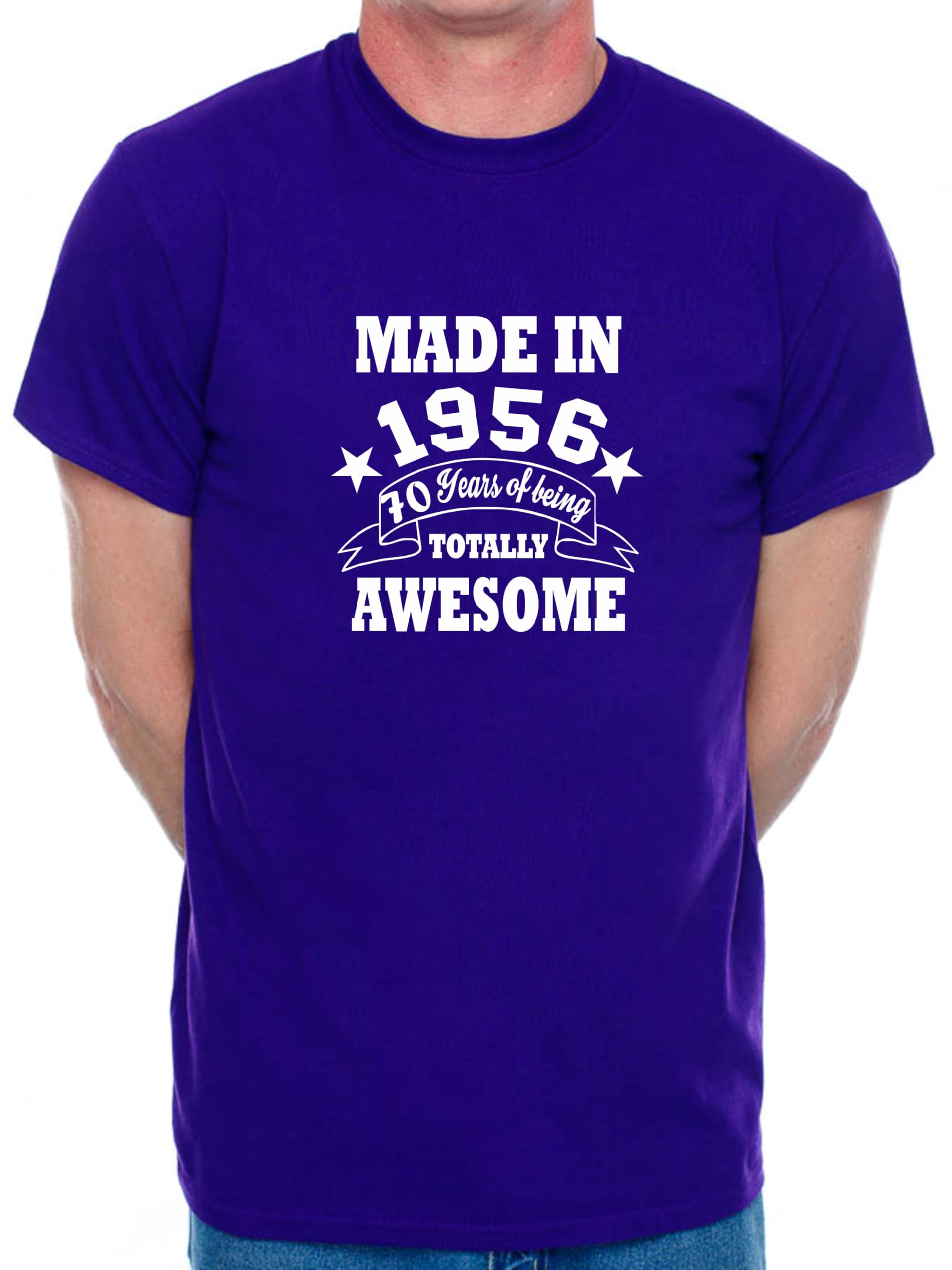 Print4u Men's Purple 70Th Birthday T-Shirt Made In 1955 70 Years Of Being Awesome Tee Shirt XX-Large