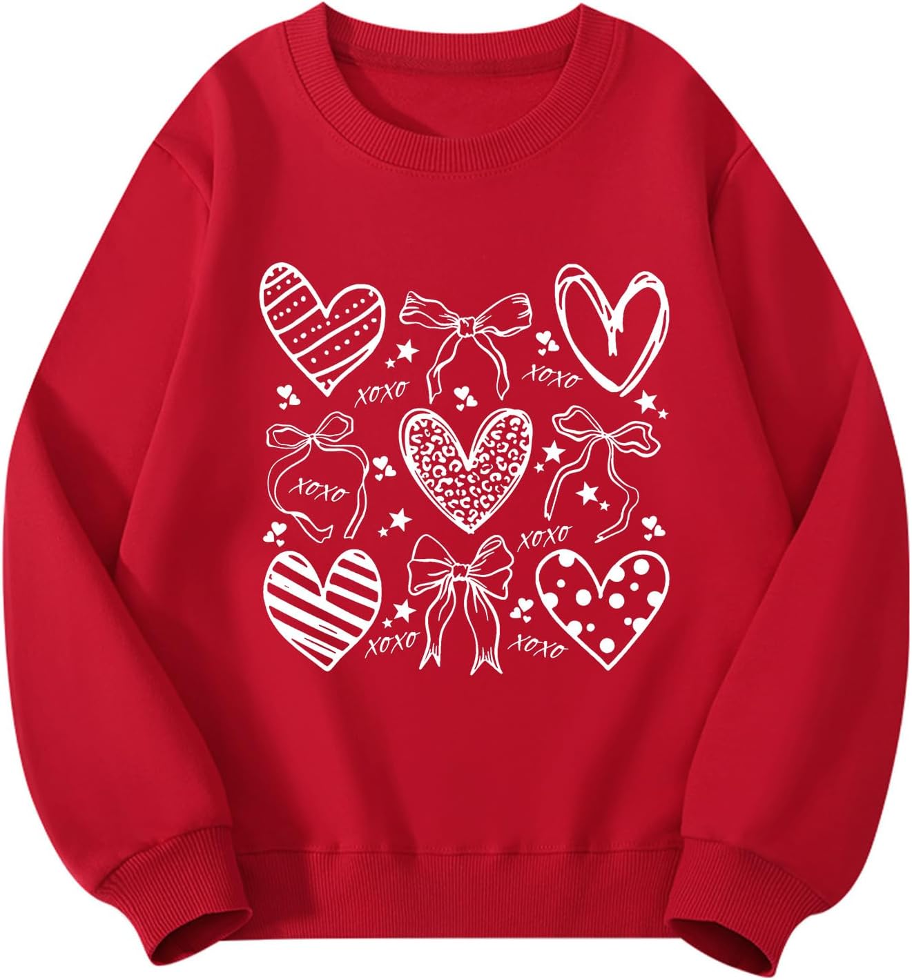 Girls Valentines Sweatshirt Love Hearts Graphic Cotton Long Sleeve Crewneck Shirts 4-12 Years