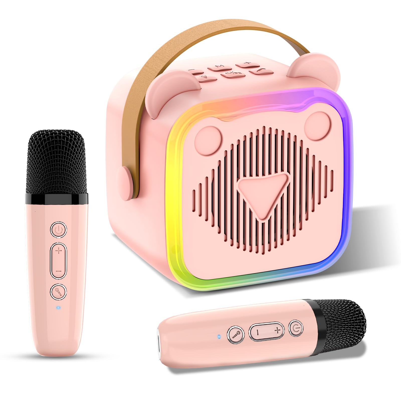 Karaoke Maschine Kinder mit 2 Karaoke Mikrofonen, Mini Karaoke Maschine Geburtstagsgeschenk für Mädchen Jungen 3-12 Jahre, Spielzeug ab 3-12 Jahre mit Bluetooth