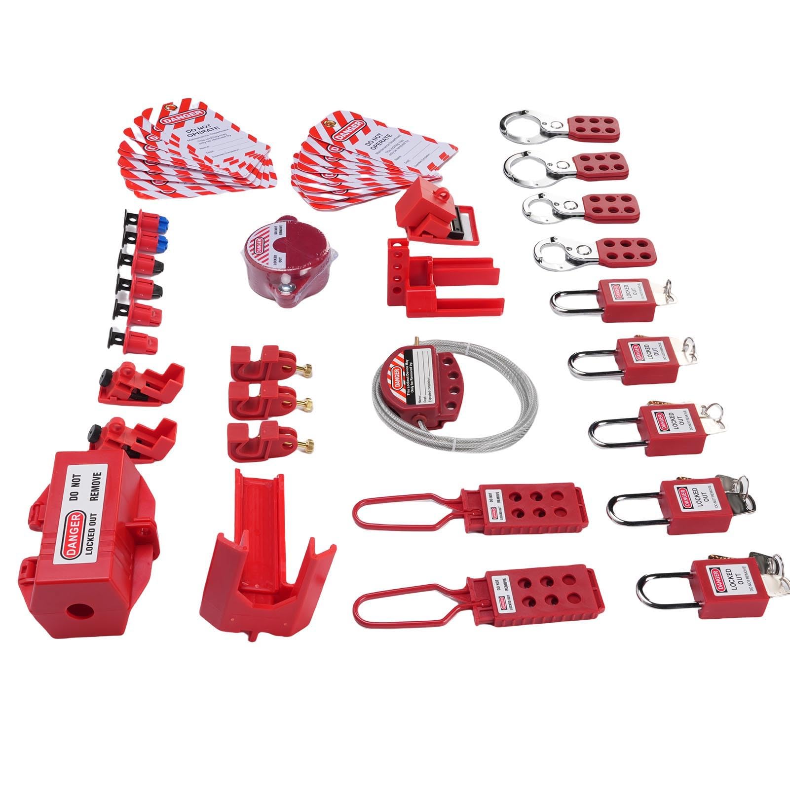 Aramox Kit de Etiquetado de Bloqueo Eléctrico, Kit Loto de Seguridad de Nailon Resistente con Bloqueos de Disyuntor Universales para Entornos Industriales Peligrosos