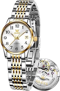 OLEVS Womens Automatic Watch Premium Small Face Accented Self Winding Waterproof Watches for Women Fashion Diamond Ladies Watches