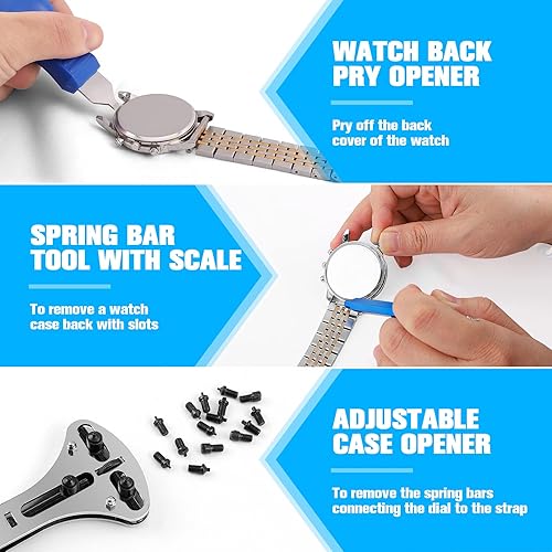 Miniatura 2 de BYNIIUR Watch Repair Kit, Watch Case Opener Spring Bar Tools, Watch Battery Replacement Tool Kit, Watch Band Link Pin Tool Set with Carrying Case