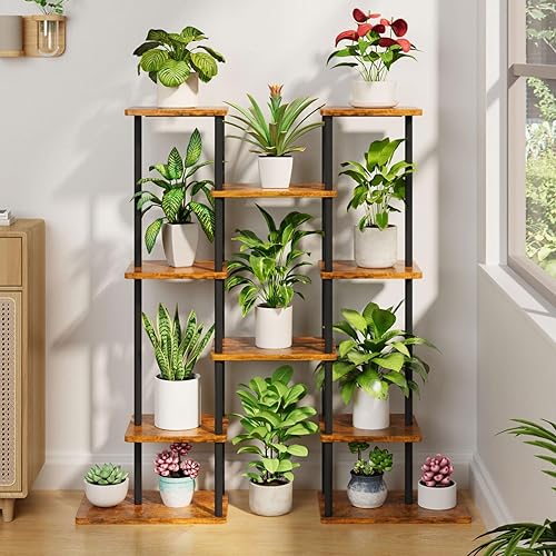 Miniatura 4 de Soporte para plantas de interior con luces de crecimiento, estante de metal de 6 niveles, soporte de plantas de 40 pulgadas de alto para plantas de