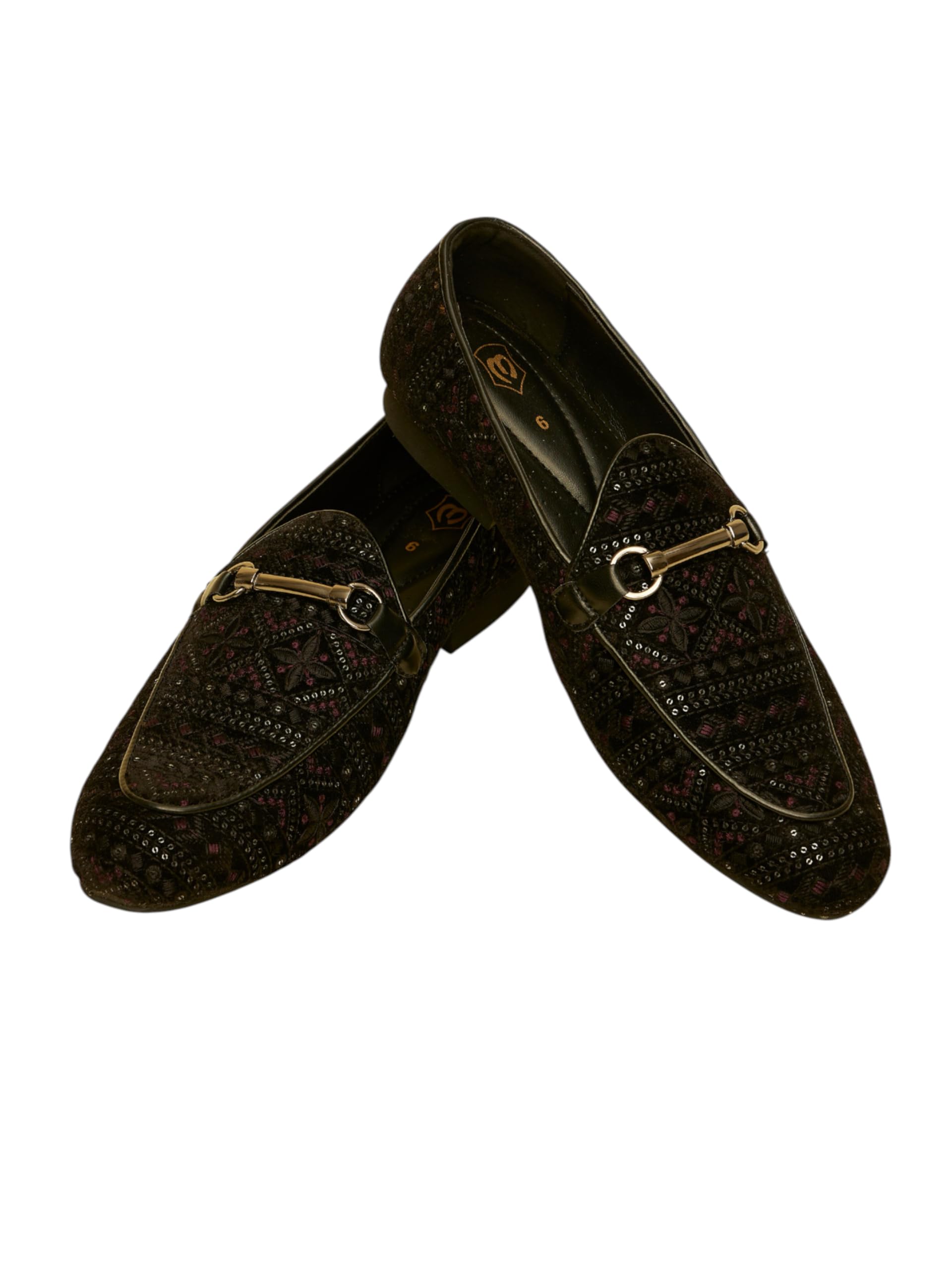 manyavar Men's Velvet Embroidered & Sequinned Loafers-picture-29