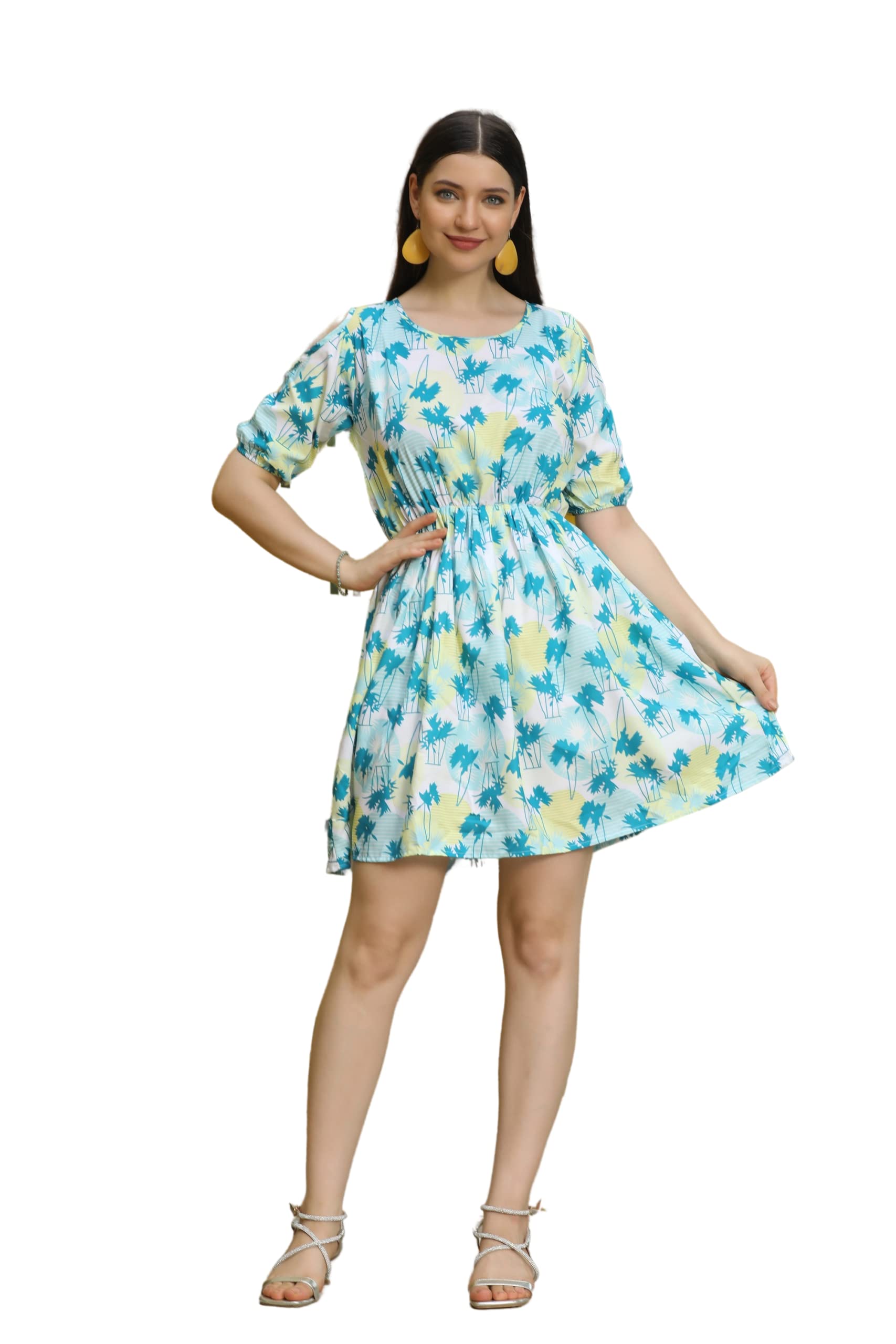 Greciilooks Womens Rayon A-Line Regular Fit Dress (Green, X-Large)