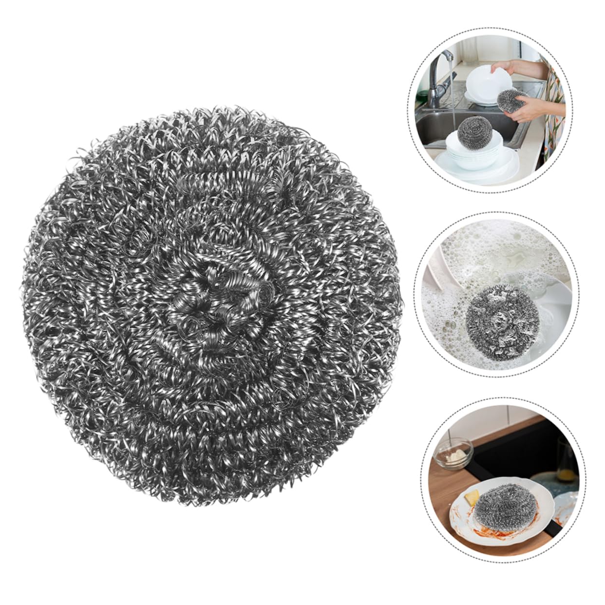 Levemolo Stainless Steel Wire Balls 8pcs Pot Washing Brush Scrubber for Kitchen Pan Cleaning