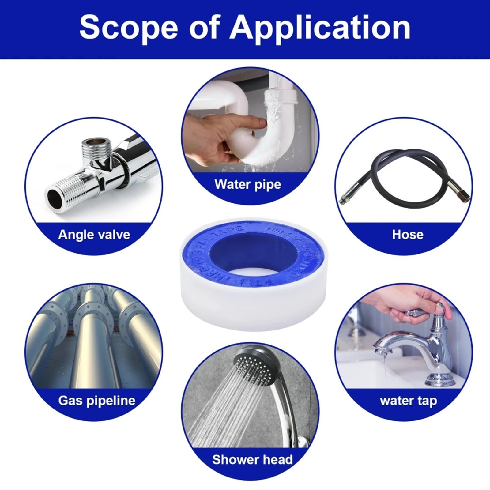 Cinta De Fontanero 10 Uds. Rollo de Cinta de Hilo de Sellado de Grifo, Accesorio de plomería for tubería de Agua y Gas, Cinta de Sellado de Enlace, selladores de tubería de Agua Tapes