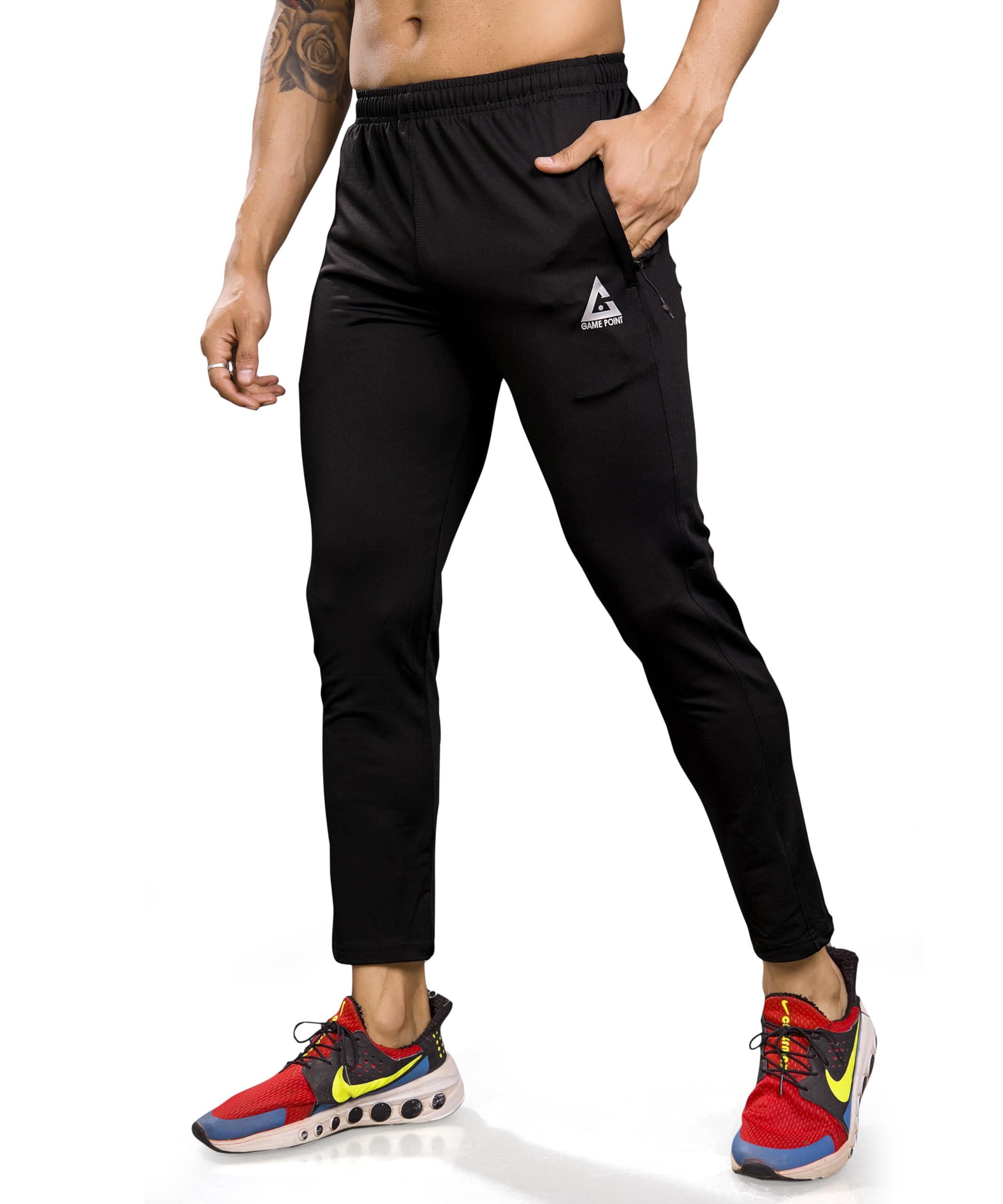 game point Gamepoint Track Pant for Men - Regular Fit Track Pants Stretchable with Unique Design for Maximum Style & Comfort - Everyday Use Lowers for Men (M, Black)-picture-21