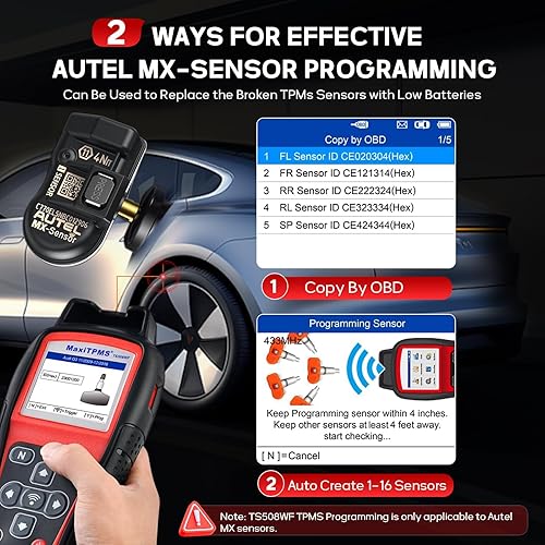 Miniatura 5 de Autel MaxiTPMS TS508WF TPMS herramienta de programación, 2025 WiFi Ver. de TS601 TS508 TS501 TS408, activar/volver a aprender sensores TPMS, sensor