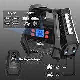 Oasser Tyre Inflator Air Compressor with 12V AC/240V DC car tyre Pump 150 PSI Mains Car Tyre Pump with Plug with 5 Nozzle Adaptors, LED Light Fits for Cars Motorcycles Bicycles - 2