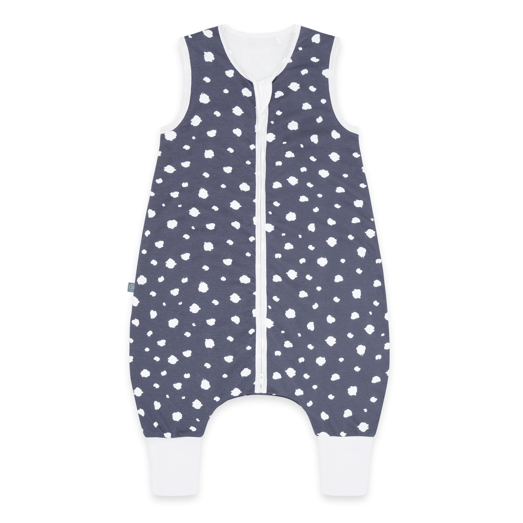 emma & noah Baby Schlafsack mit Füßen 1.0 TOG – Ganzjahresmodell (70 cm, Blau mit Punkten)
