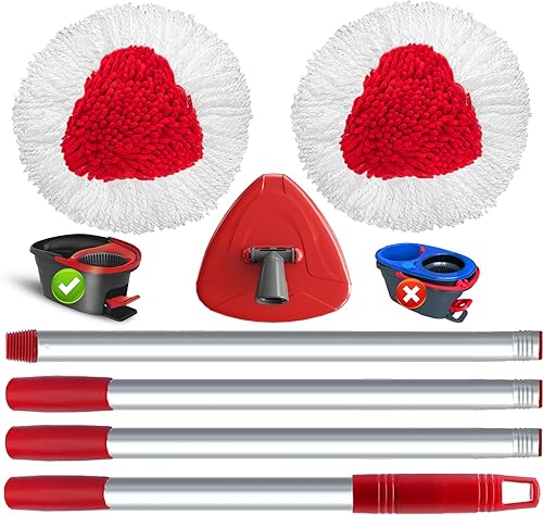 Paquete de 2 cabezales de repuesto para trapeador giratorio O Cedar EasyWring 1 tanque, repuesto de repuesto de fregona de chenilla con mango de 30
