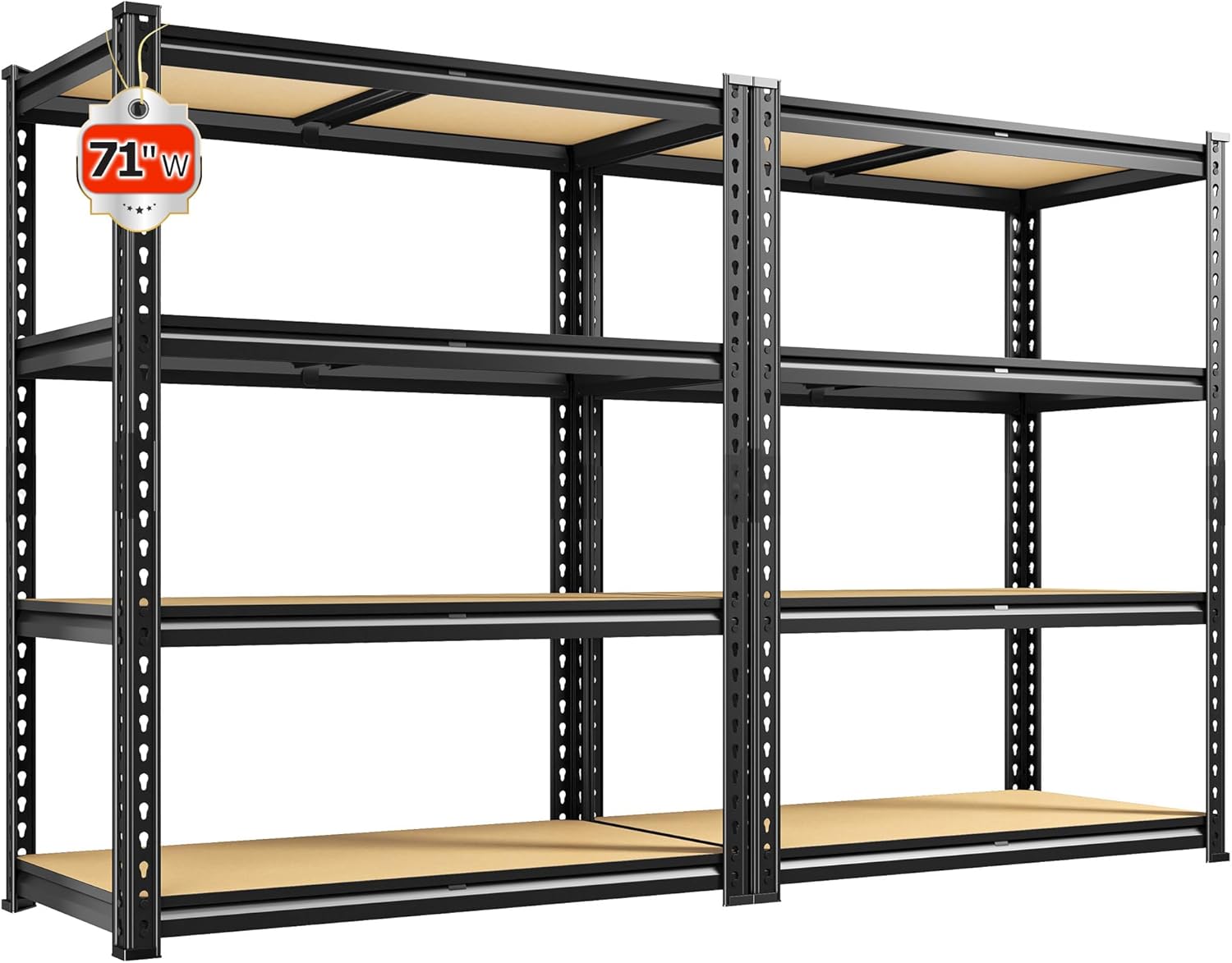 DurayLoly 3200 LBS Heavy Duty Garage Shelving 2 Pack, 60" H x 35.5" W x 12" D 4-Tier Adjustable Metal Storage Shelves Unit, Industrial Storage Rack for Garage Basement Pantry Kitchen Warehouse, Black